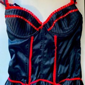 Red and Black Corset Teddy - Fredrick’s of Hollywood
